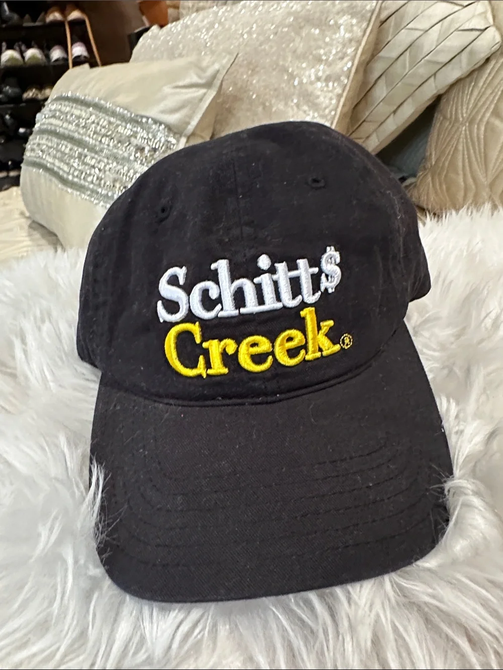 Black Baseball Cap with Yellow Embroidery